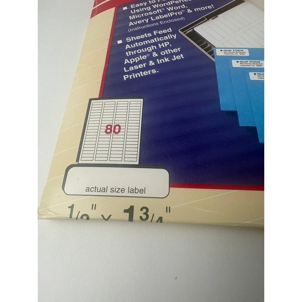 Avery 5267 Laser Labels for Return Addressing 1-1/4 x 13-1/4 25 Sheets‎ Opened